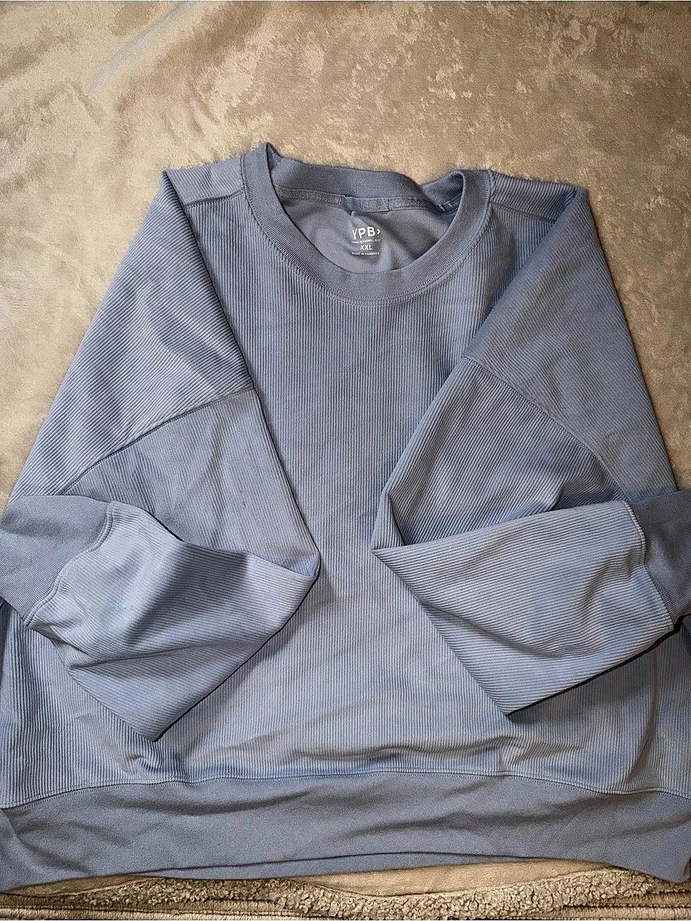 Abercrombie YPB Ribbed Long Sleeve Crewneck in Blue XL Like New